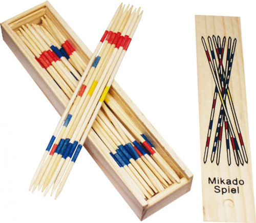 Mikado spiel holzbox - in,